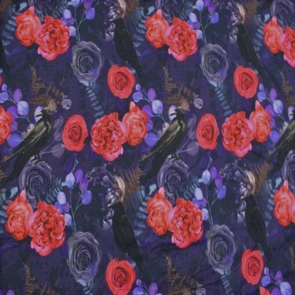 Baumwolljersey Druck Mystic Romance, Rosen 